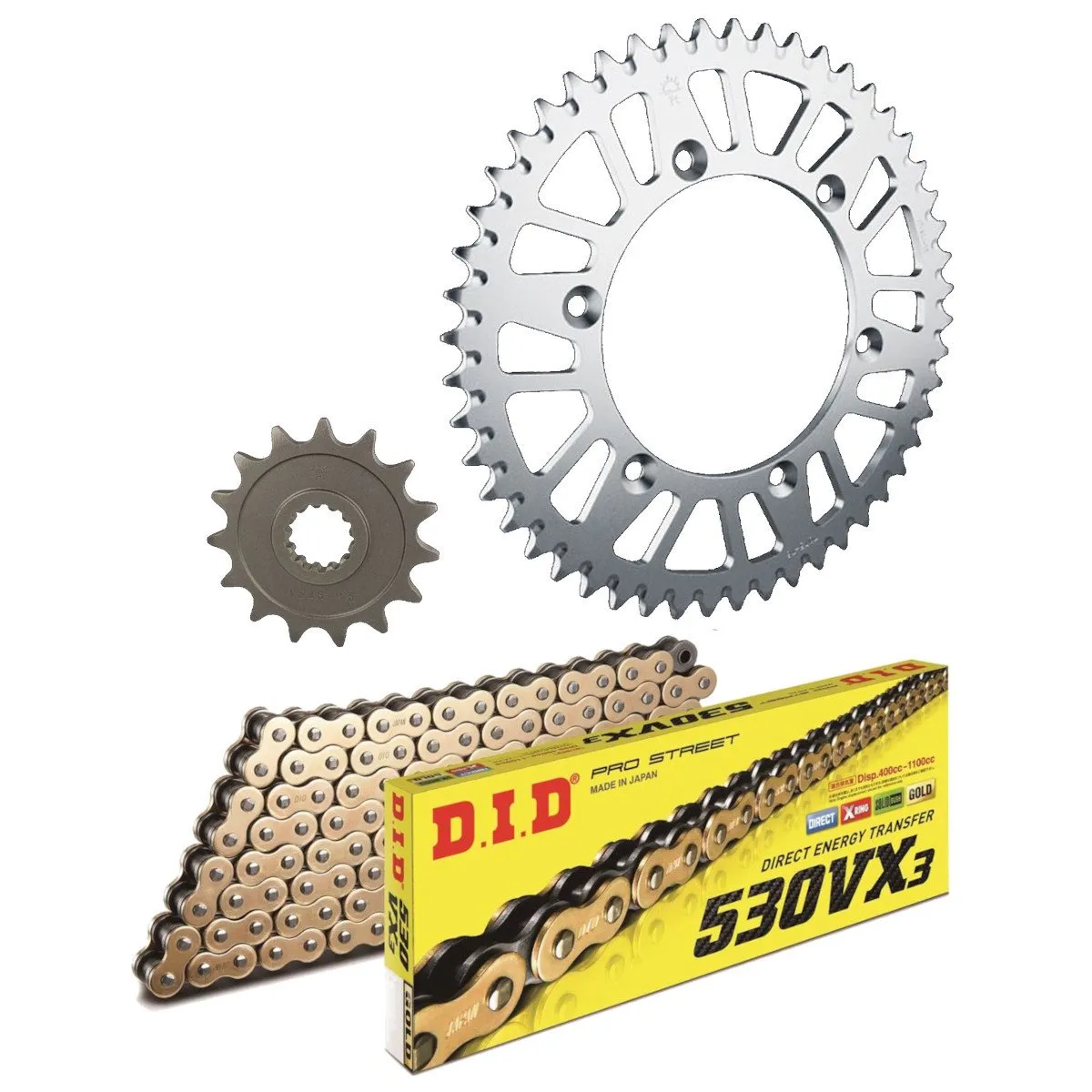 Kit chaine 530 acier DID standard - 750 ZXR RR 1993-1994