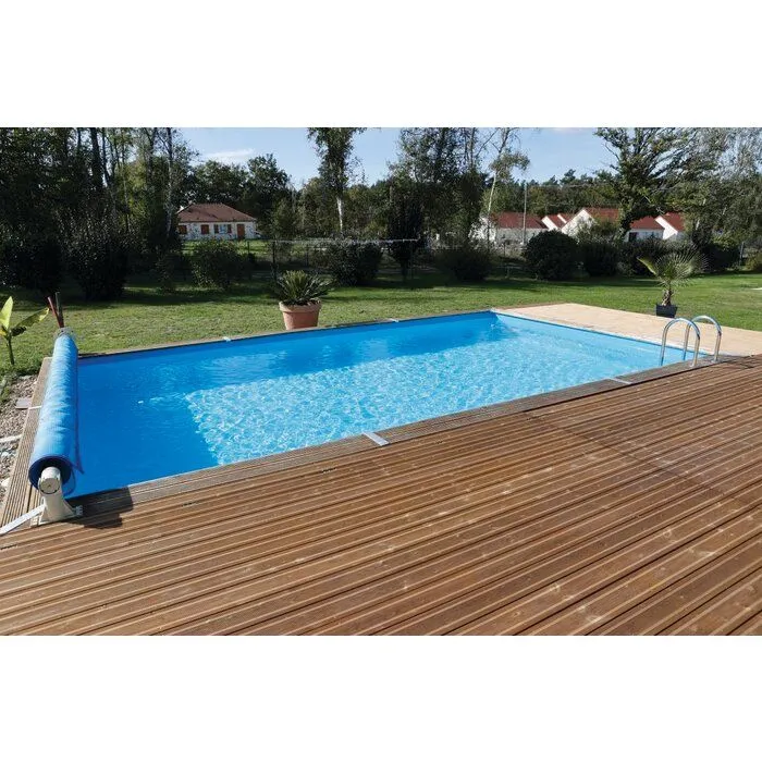 Piscine bois rectangulaire Linéa 8,00 x 5,00 x H. 1,40 m - Liner gris